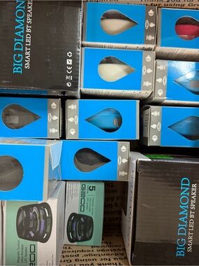 2 Blue and Black Big Diamond Smart LED BT Speaker & other Speakers Bundle